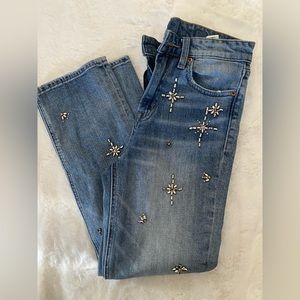 Lucky Brand Slim Straight Jeans with Beaded Star Design
